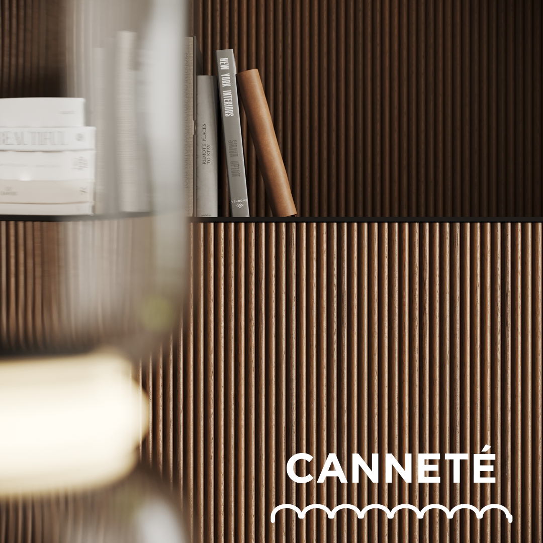 Doghe Canneté Atelier Casabella effetto cannettato in soggiorno — Mercuri Design